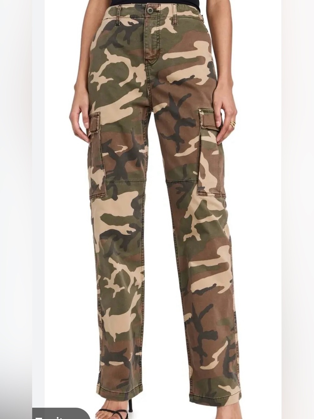 Good American Uniform Cargo Pants Fatigue Green Camo Print Pants 2/26 NWT